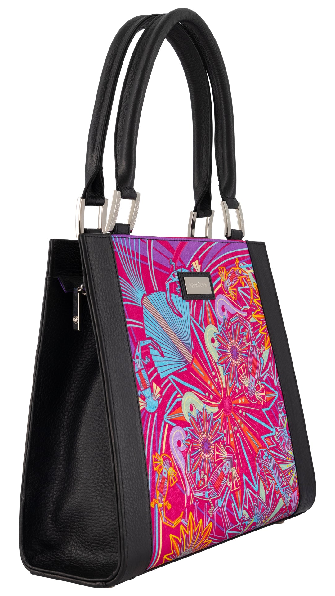 Bolsa Yaab Negro Ajolotes Fucsia