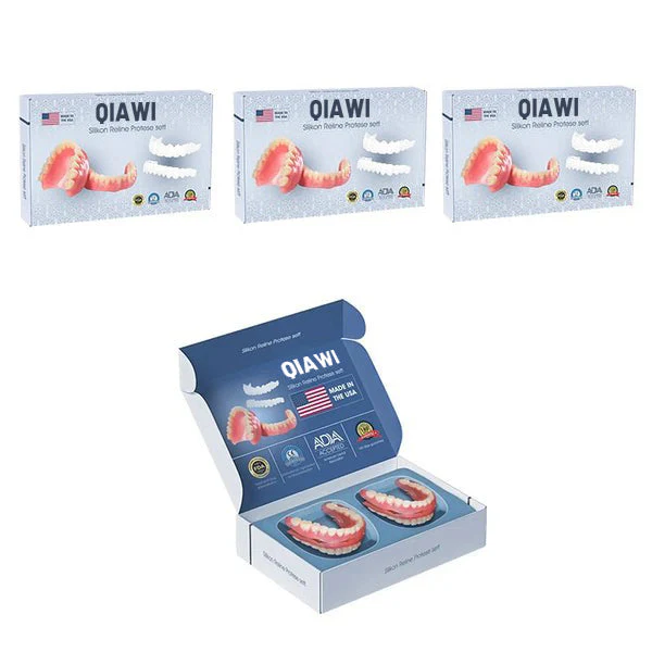 QIAWI™- Premium Custom Silicone Denture Set Dual Certification by the American Dental Association(ADA) & the U.S. Food and Drug Administration(FDA)