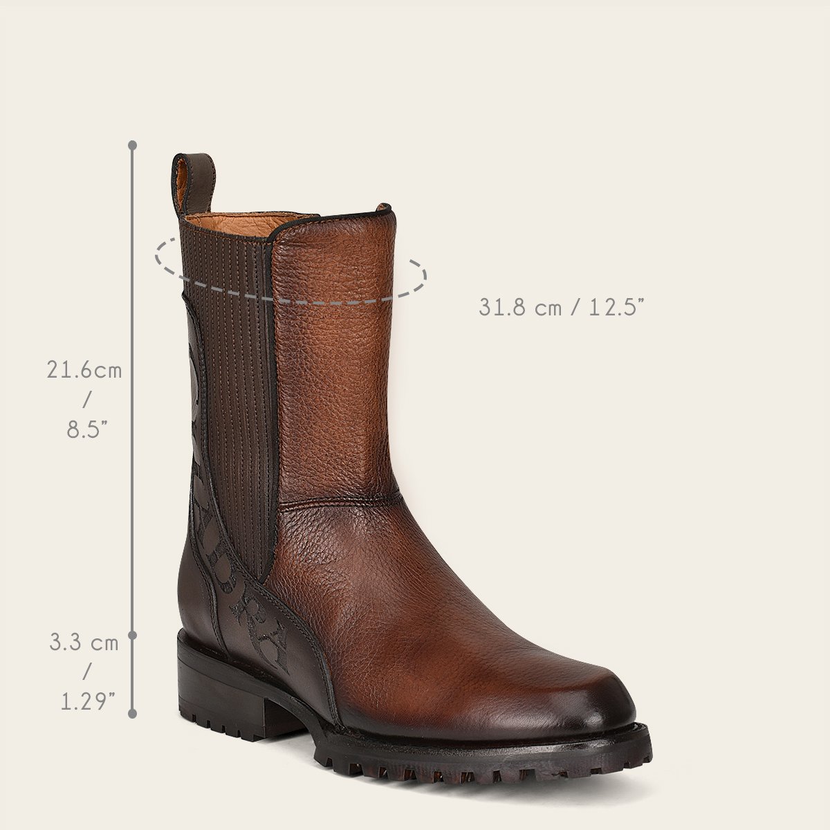 Bota urbana en piel genuina de venado.