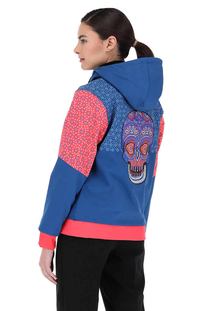 Chamarra Tzontli D��a de Muertos Mictl��n Azul/Coral