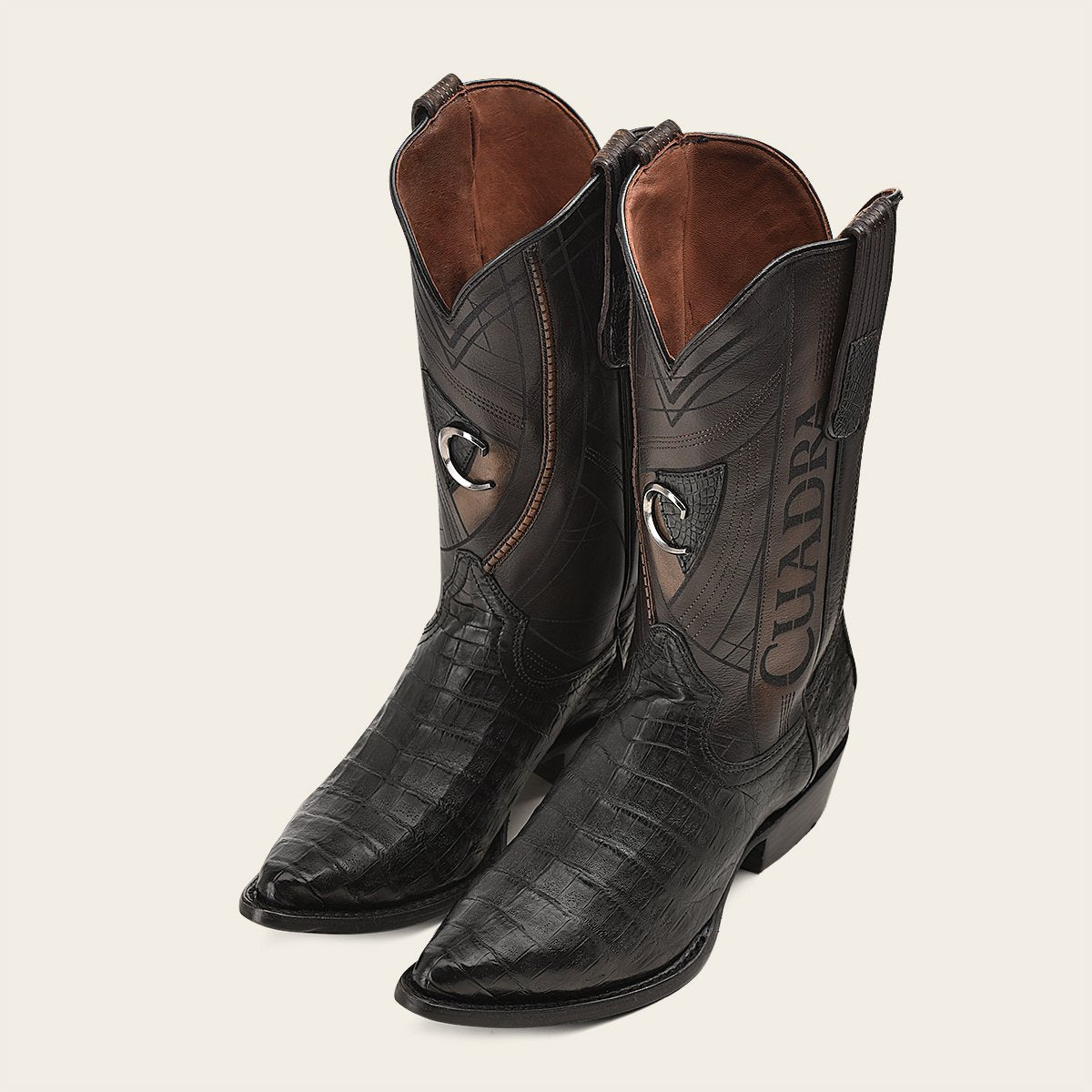 Bota vaquera en piel genuina de fuscus.