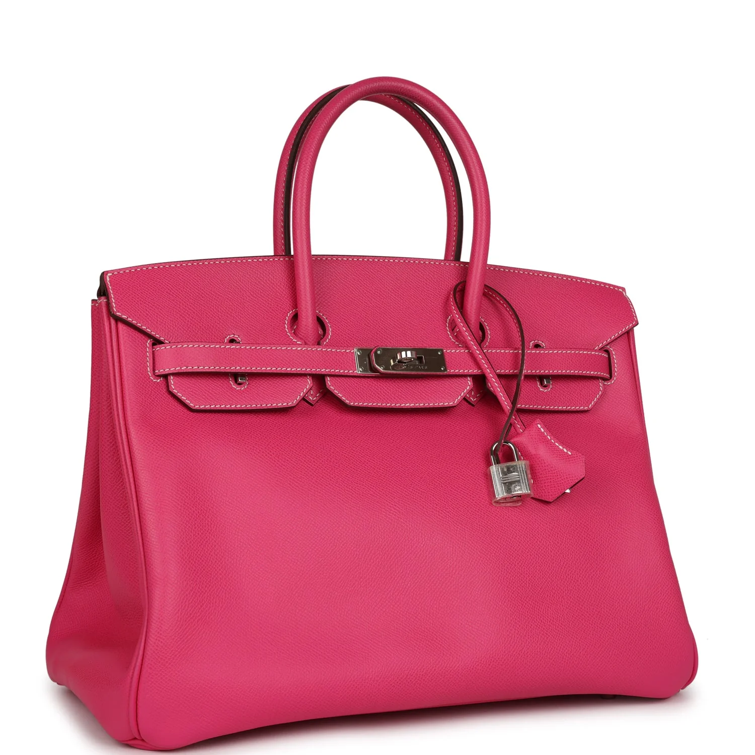Pre-owned Her Birkin 35 Rose Tyrien Candy Epsom Palladium Hardware