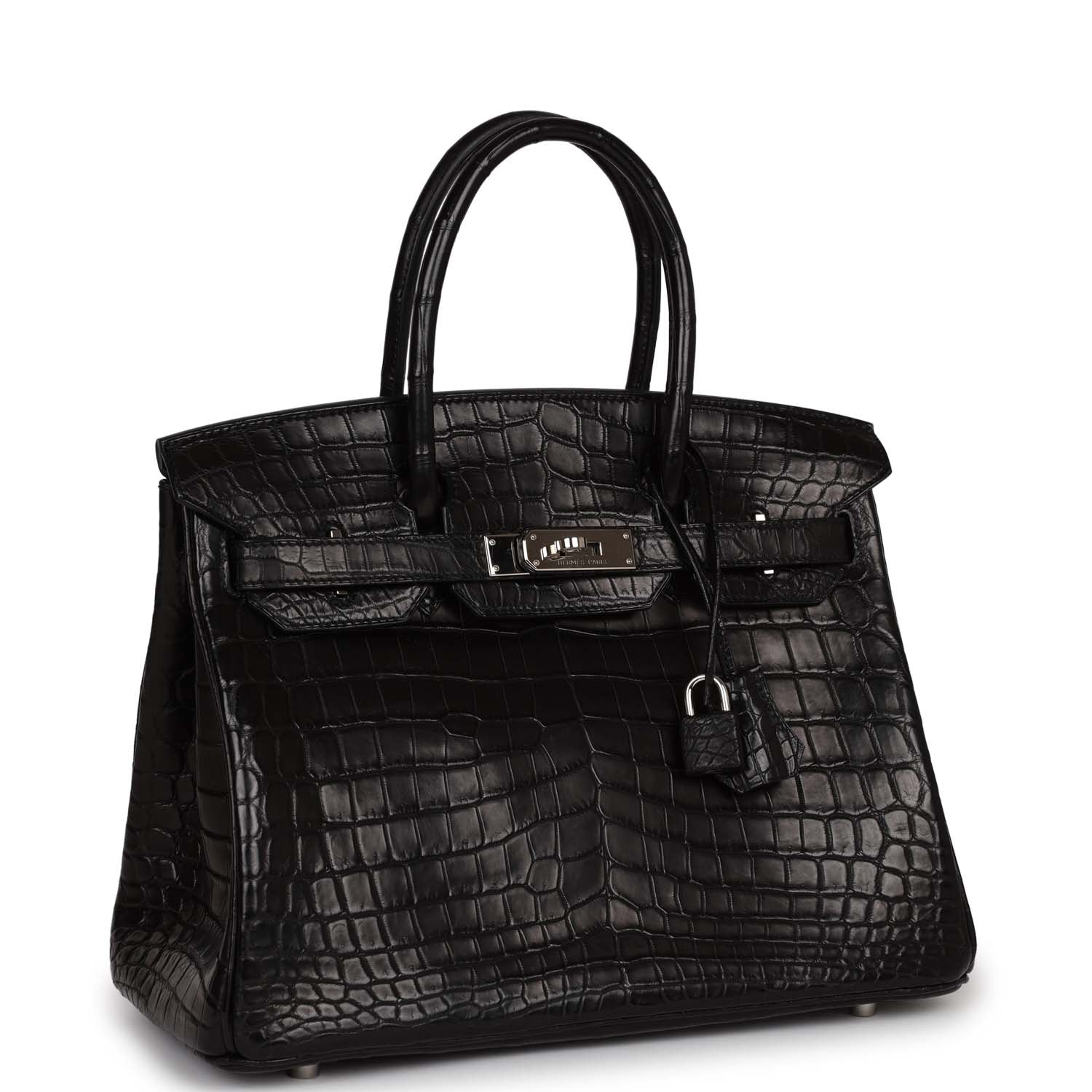 Pre owned Her Birkin 30cm Black Matte Niloticus Crocodile Palladium Hardware