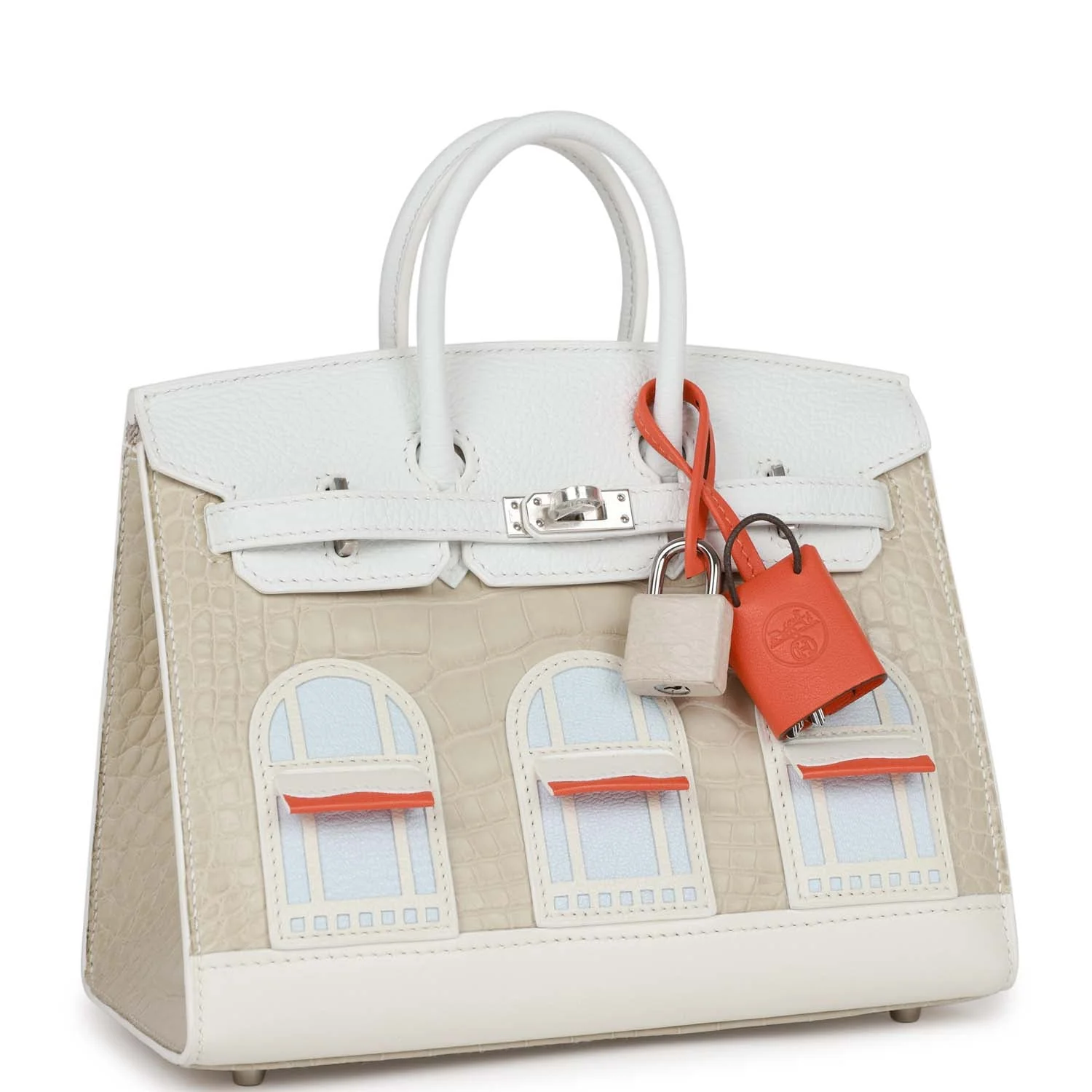 Her Sac Faubourg Birkin 20 White Matte Alligator Palladium Hardware