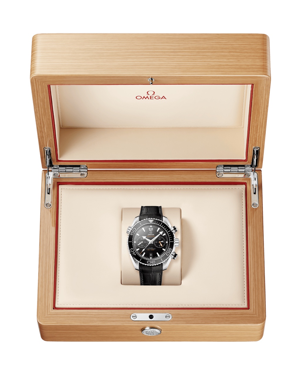 PLANET OCEAN 600M STEEL ON LEATHER STRAP WITH RUBBER LINING 45.5mm