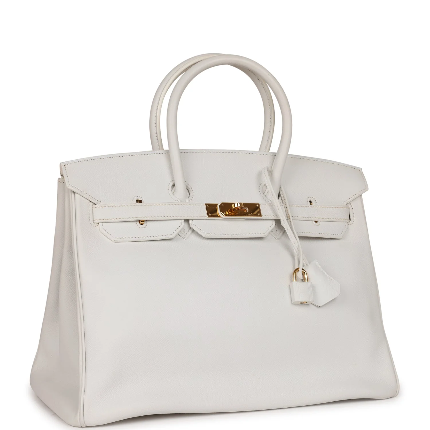 Pre-owned Her Birkin 35 White Epsom Gold Hardware