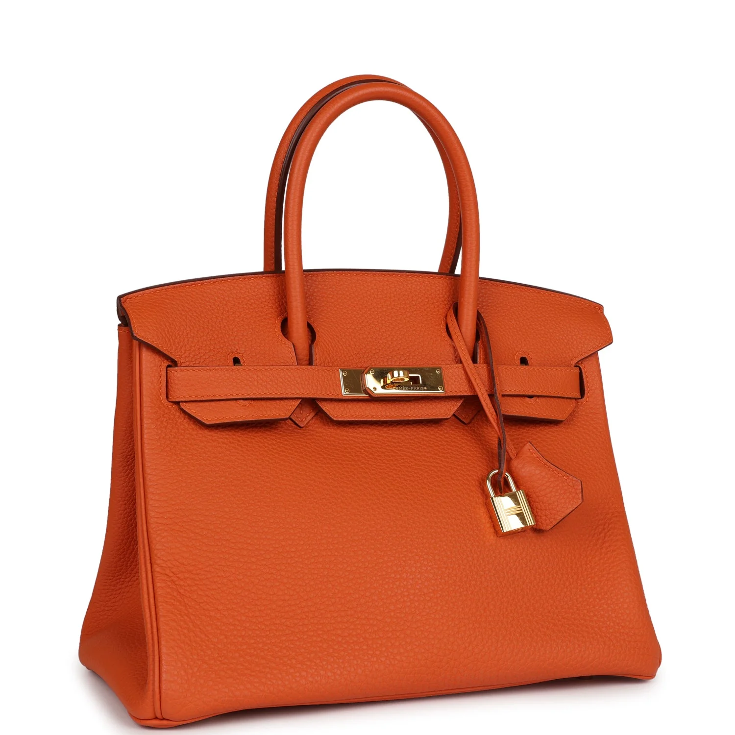 Pre-owned Her Birkin 30 Orange Togo Gold Hardware