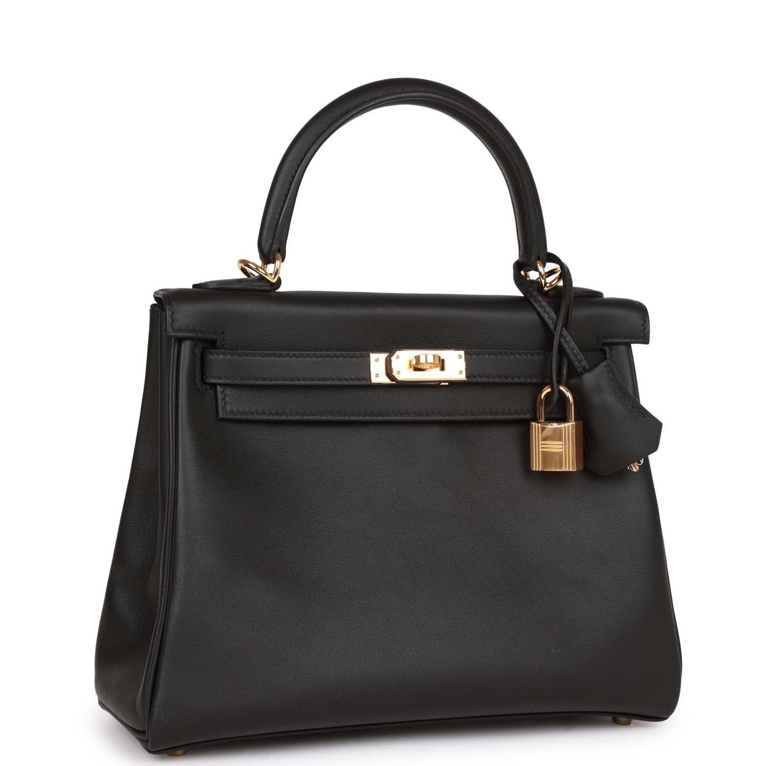 Her Kelly Retourne 25 Black Swift Gold Hardware