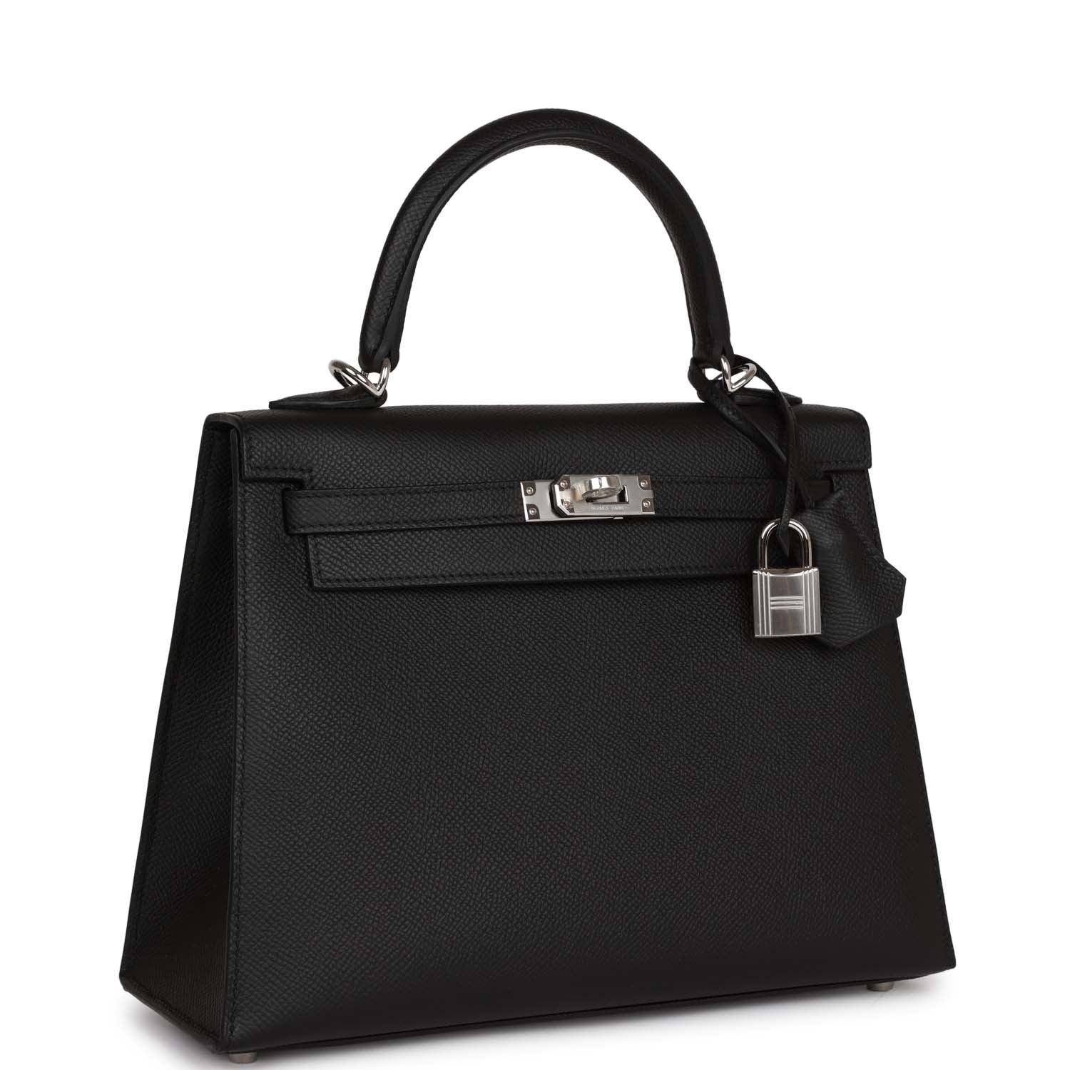 Her Kelly Sellier 25 Black Epsom Palladium Hardware
