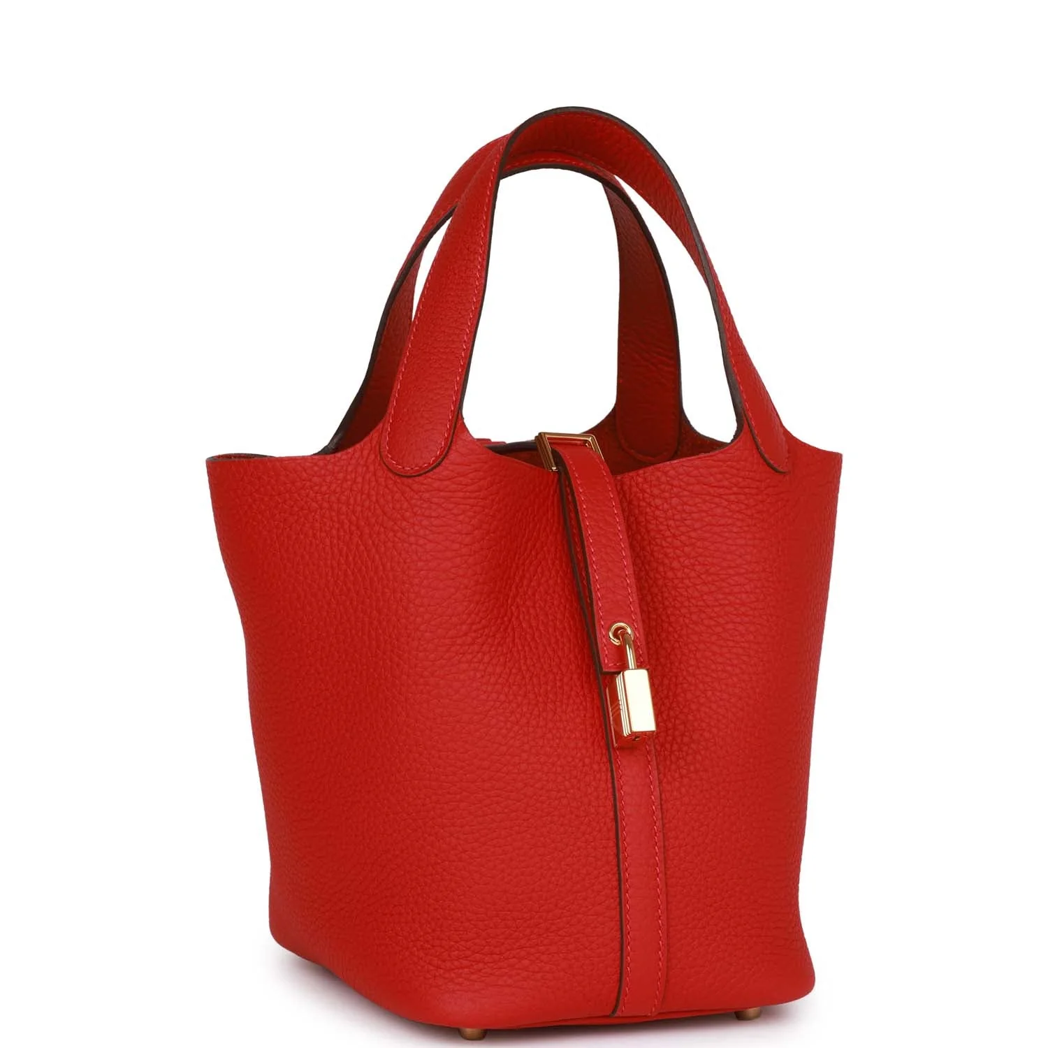 Her Picotin Lock 18 Vermillion Clemence Gold Hardware