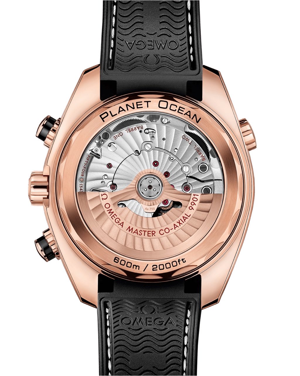 PLANET OCEAN 600M SEDNA™ GOLD ON LEATHER STRAP WITH RUBBER LINING  45.5mm