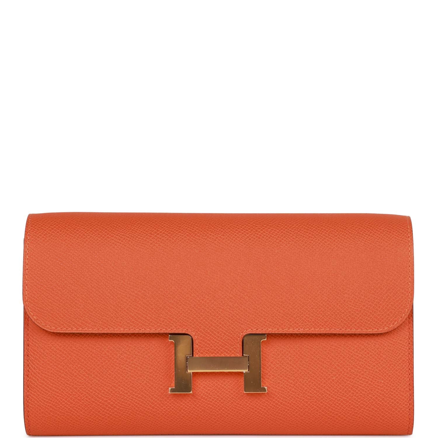 Her Constance Wallet To Go Orange Epsom Gold Hardware