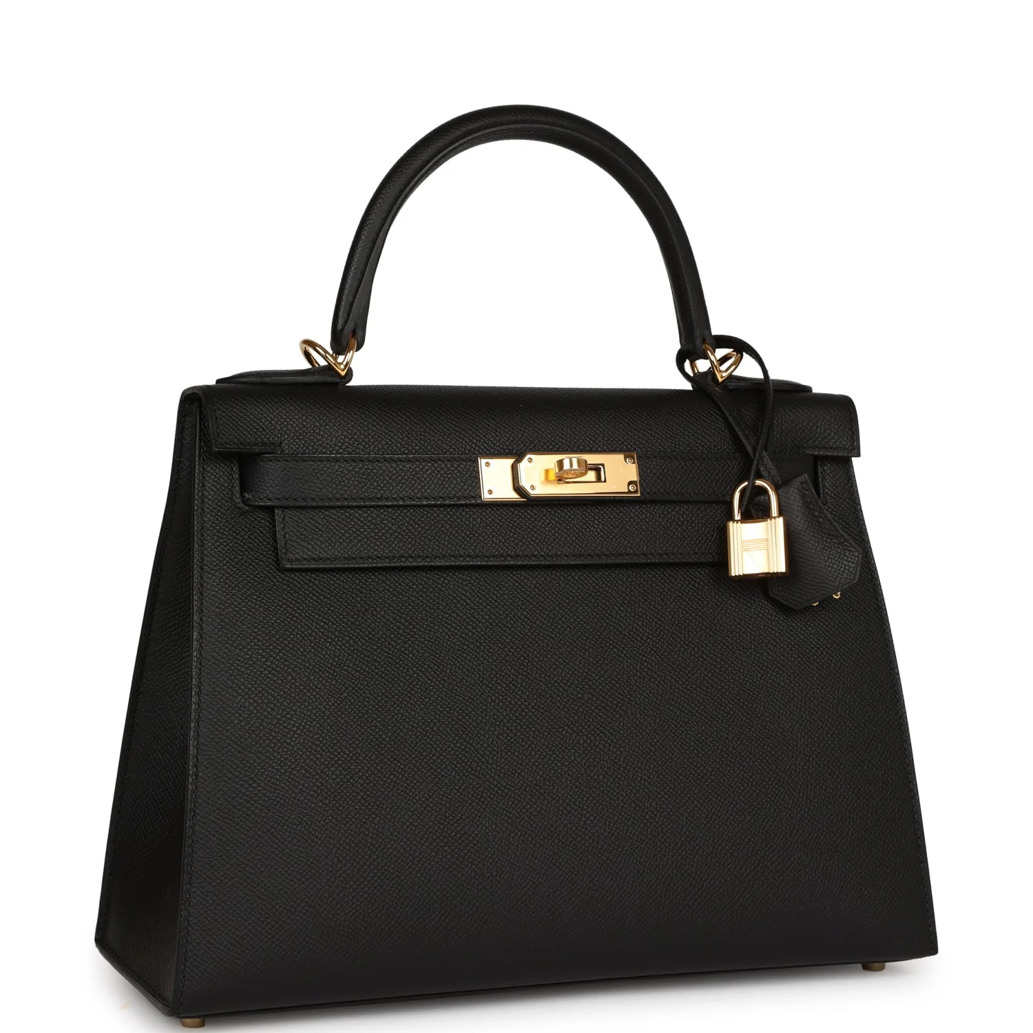 Her Kelly Sellier 28 Black Epsom Gold Hardware