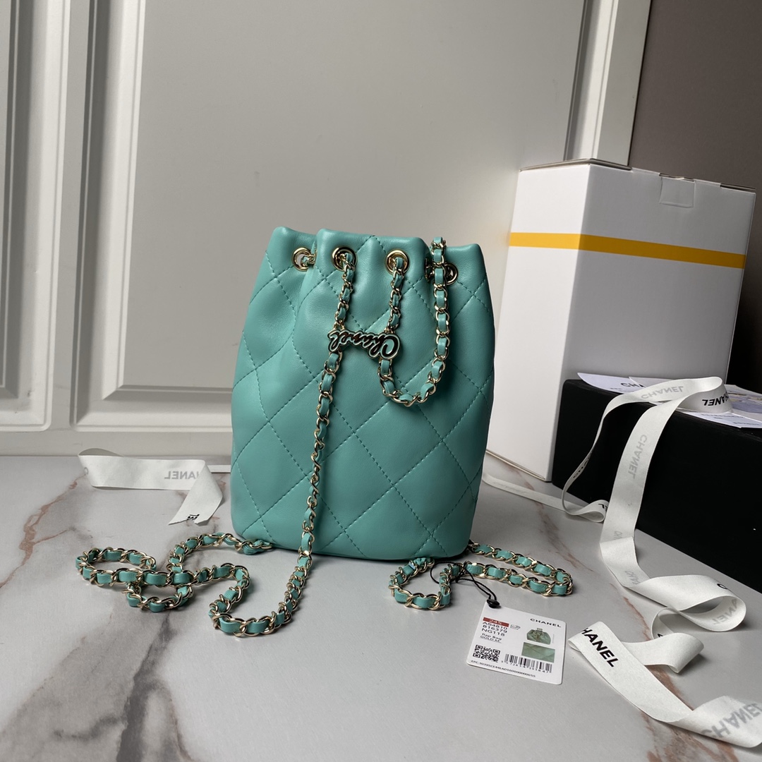 CHANEL Backpacks Shiny Lambskin & Gold-Tone Metal Greener-AS4810