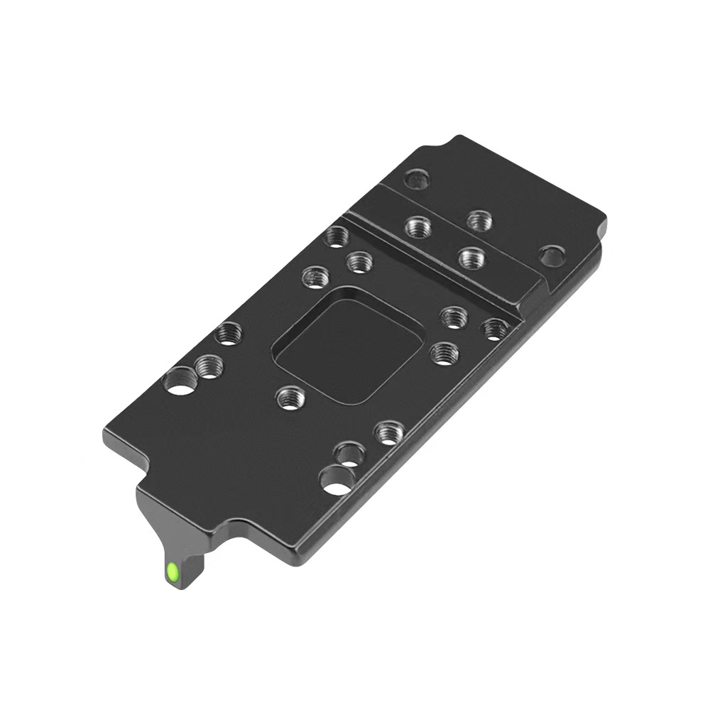 Universal red dot sight pad with red and green optical fibers suitable for GLOCK base