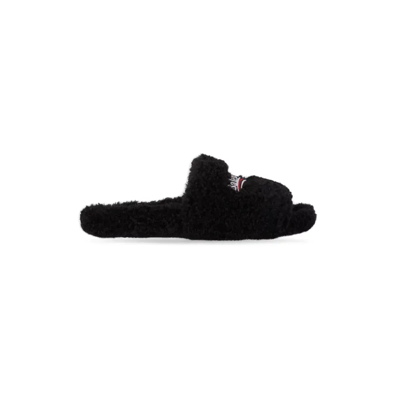 Balenciaga Black Furry Slides