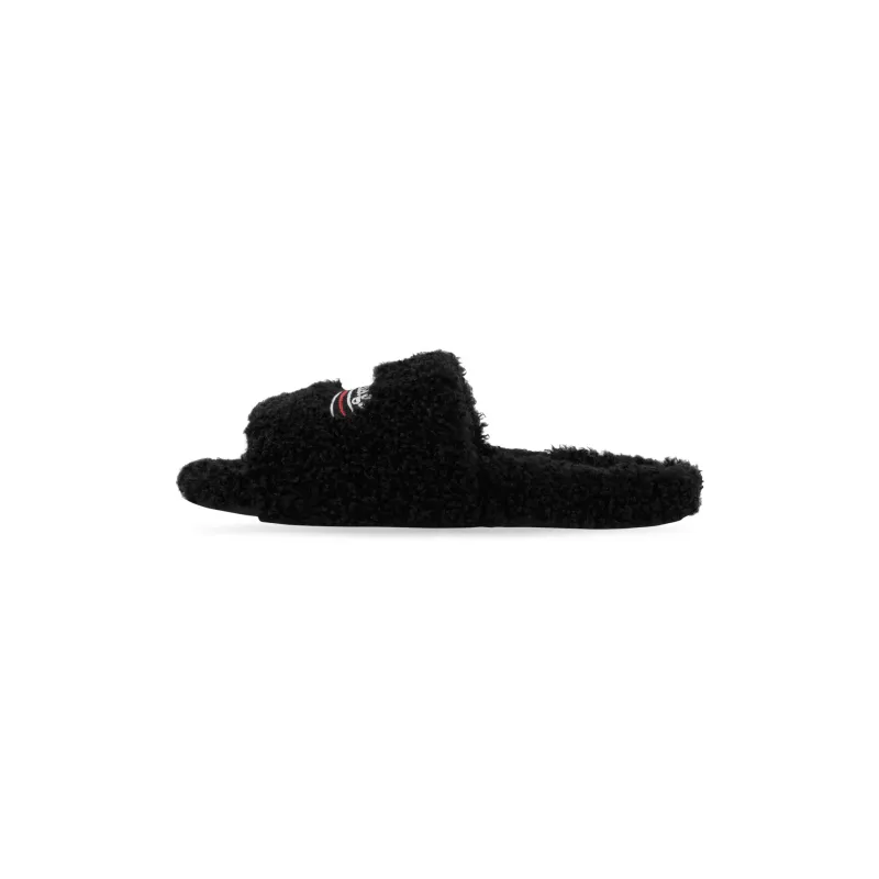 Balenciaga Black Furry Slides