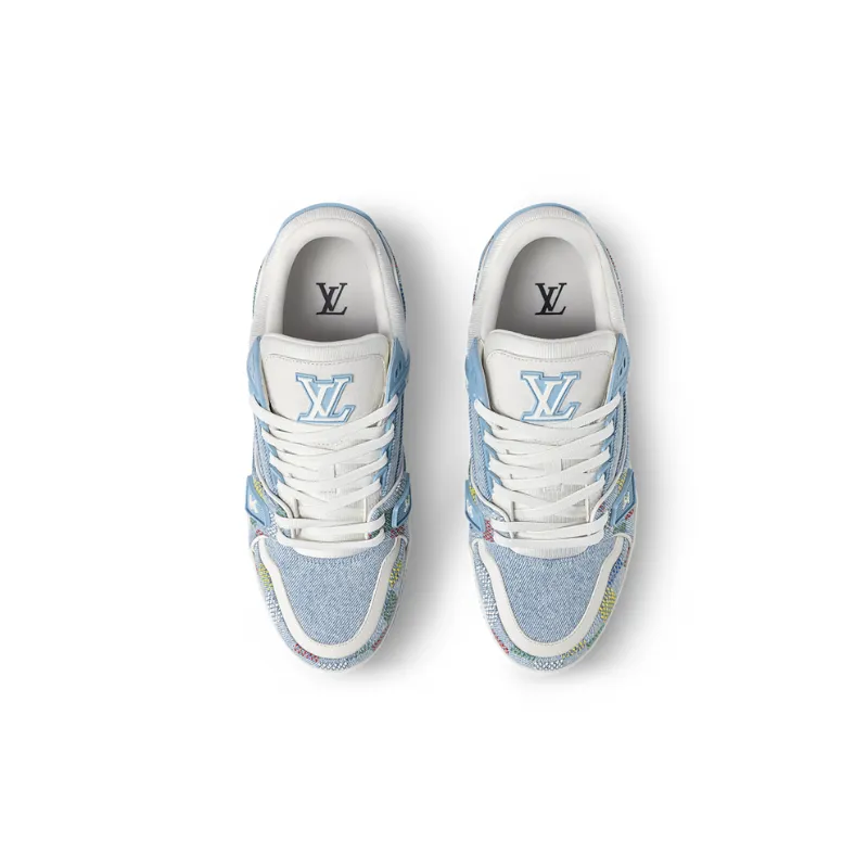 LV Trainer Sneaker Light Blue Grid