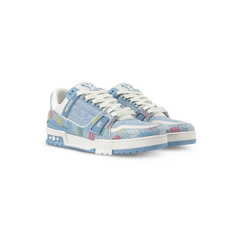 LV Trainer Sneaker Light Blue Grid