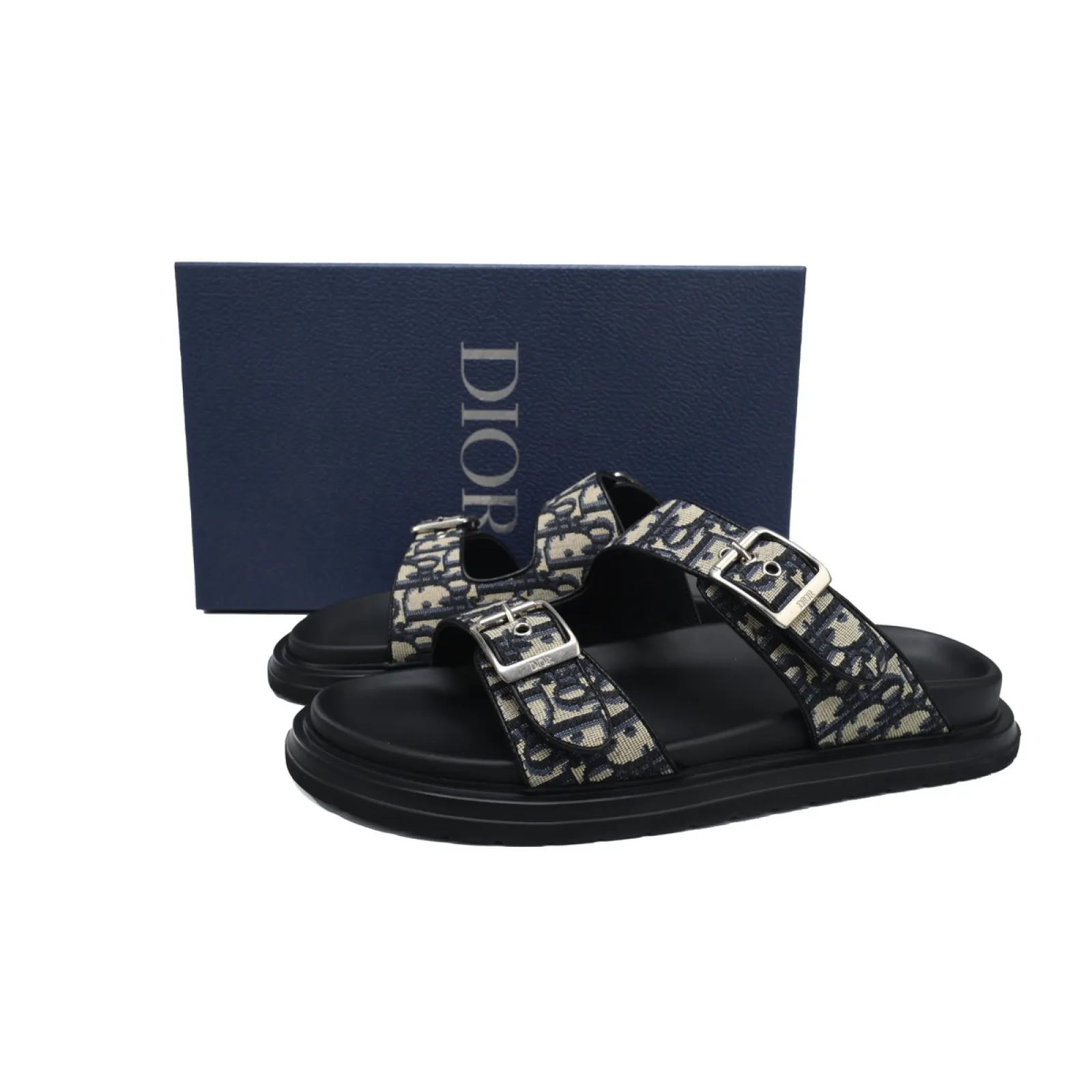 Dior Aqua Sandal Beige and Black Dior Oblique Jacquard