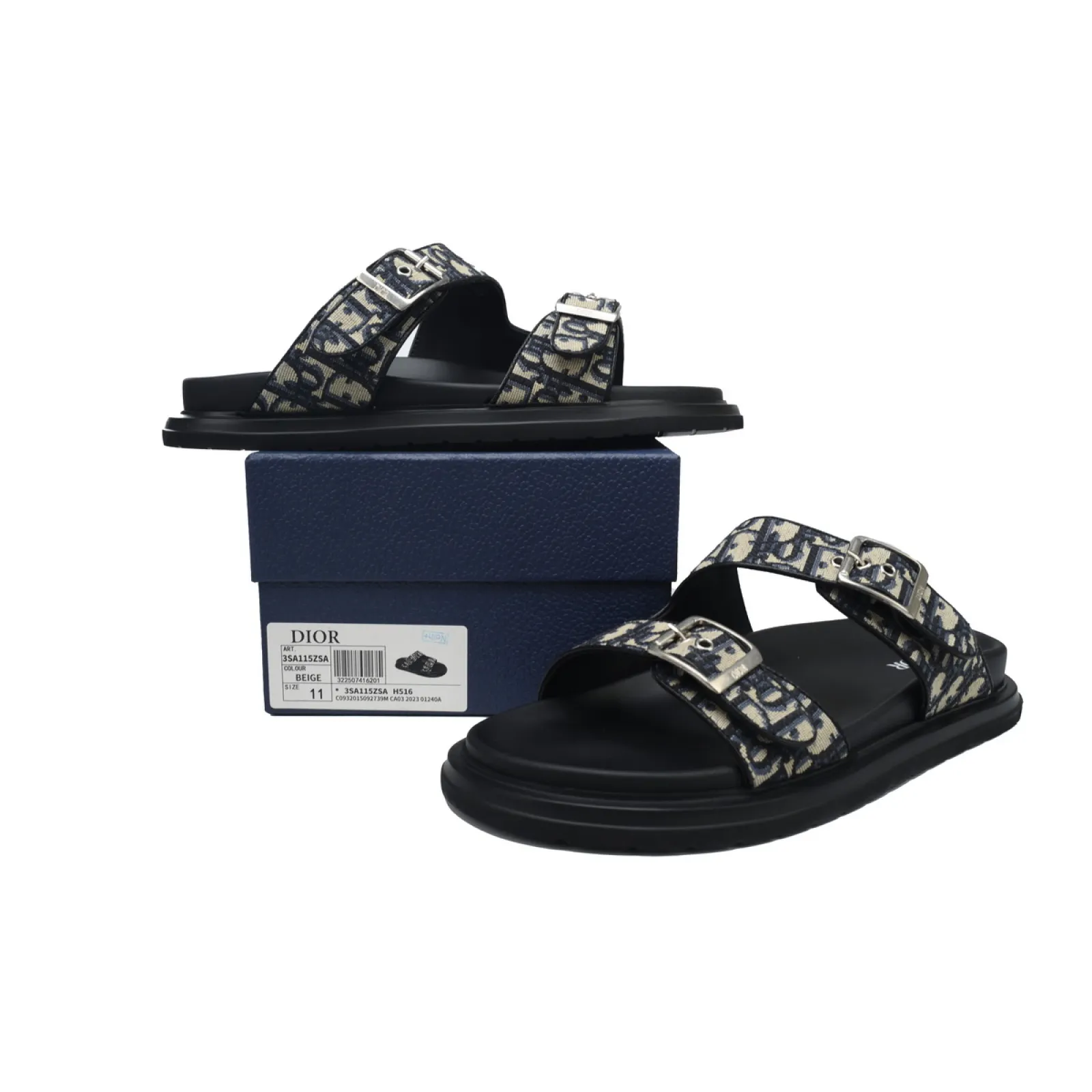 Dior Aqua Sandal Beige and Black Dior Oblique Jacquard