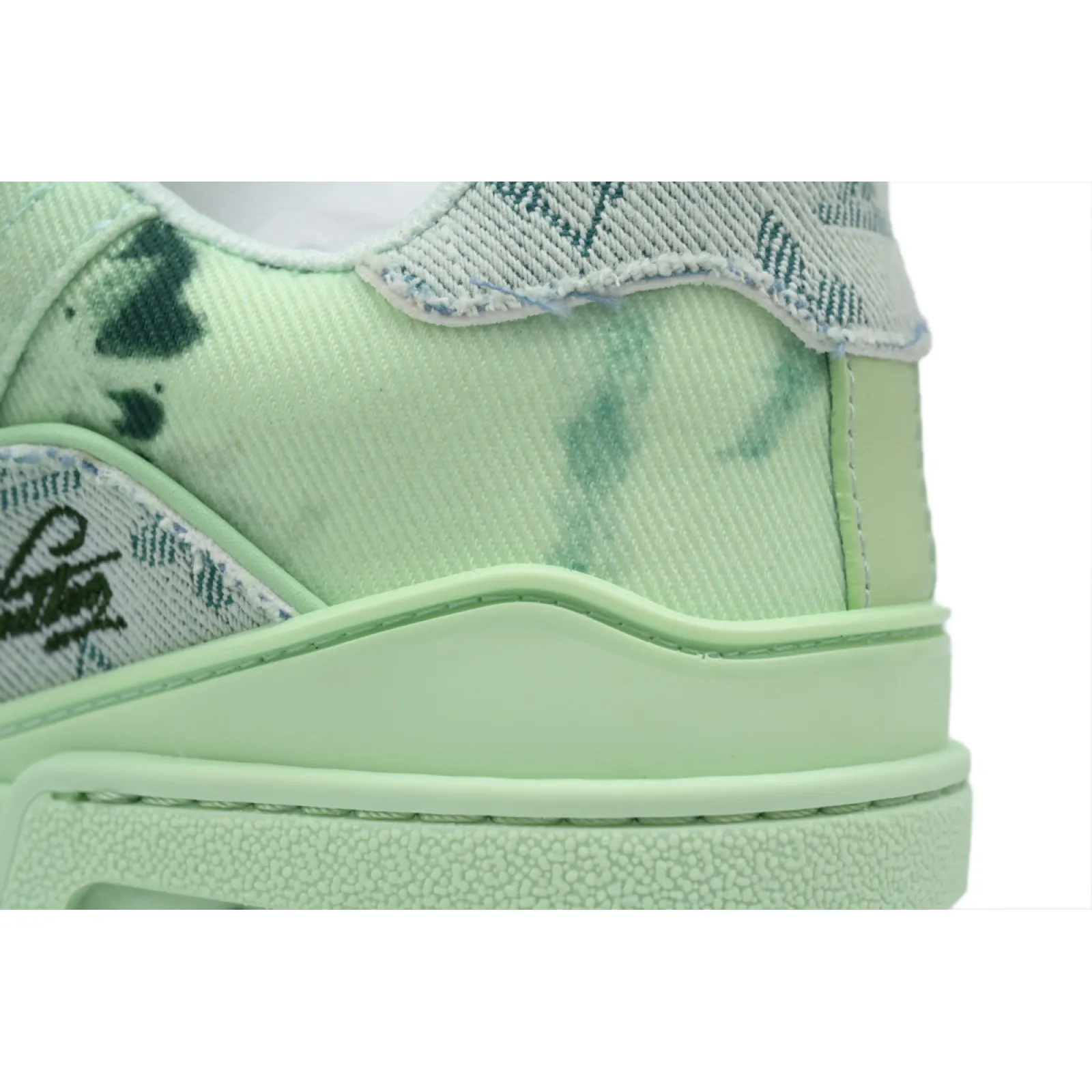 Louis Vuitton Trainer Sneaker Rendered Green Fabric