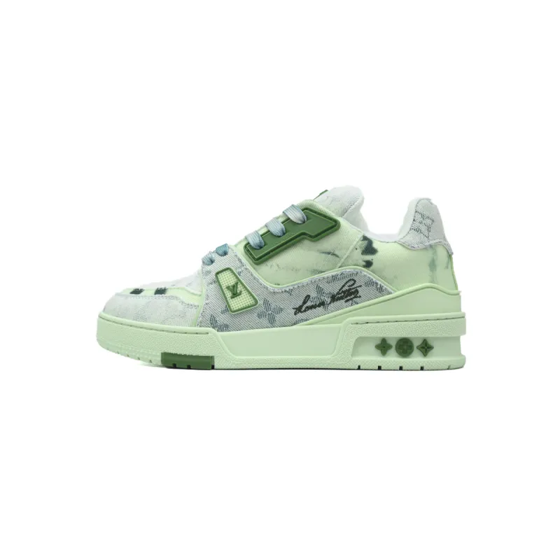 Louis Vuitton Trainer Sneaker Rendered Green Fabric