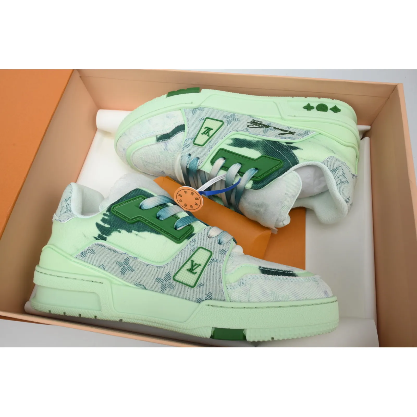 Louis Vuitton Trainer Sneaker Rendered Green Fabric