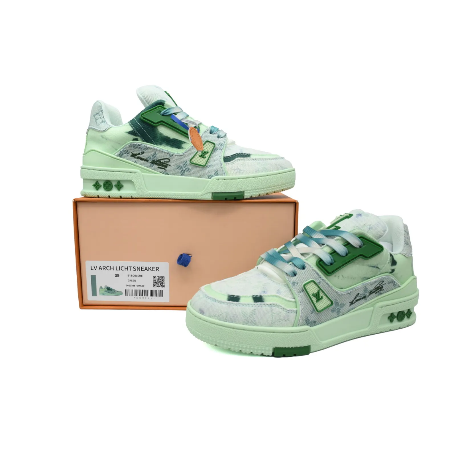 Louis Vuitton Trainer Sneaker Rendered Green Fabric