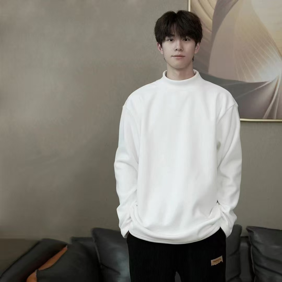 Men's solid color long sleeved logo