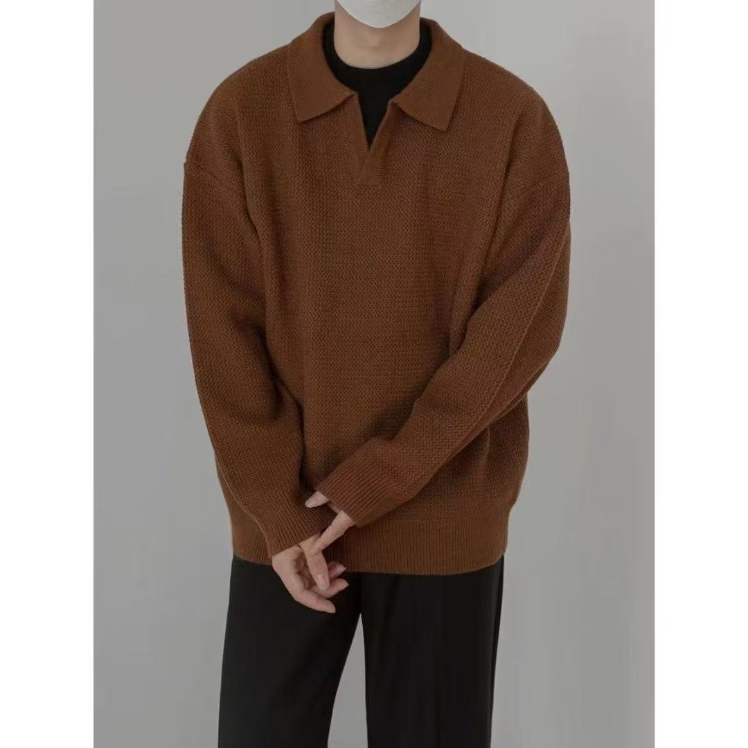 Men's solid color long Fashionable round-neck sweatshirt