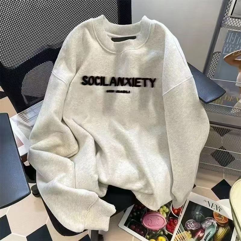 Men's and women's solid color short sleeved shirts Long sleeved round neck