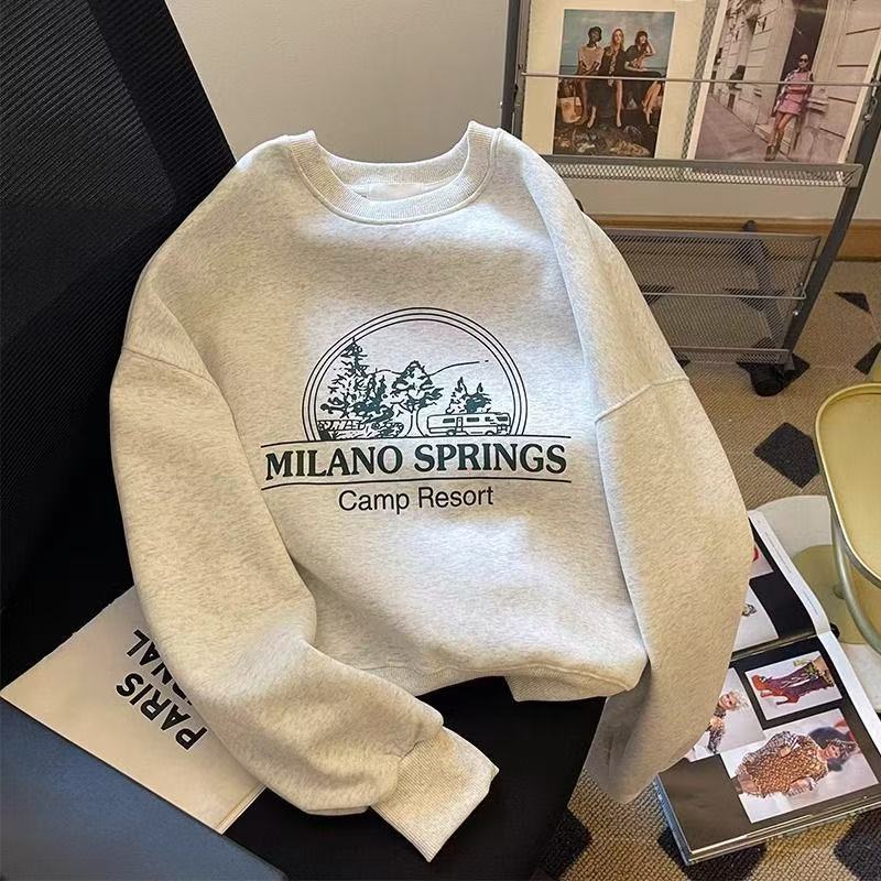 Men's solid color long Fashionable round-neck sweatshirt