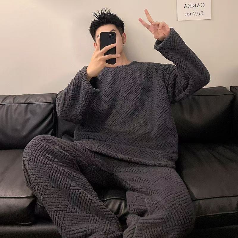 Men's solid color long Fashionable round-neck sweatshirt