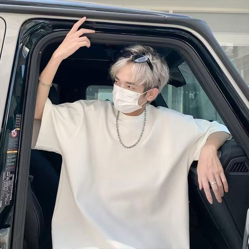 2026 Men's solid color long Fashionable round-neck sweatshirt