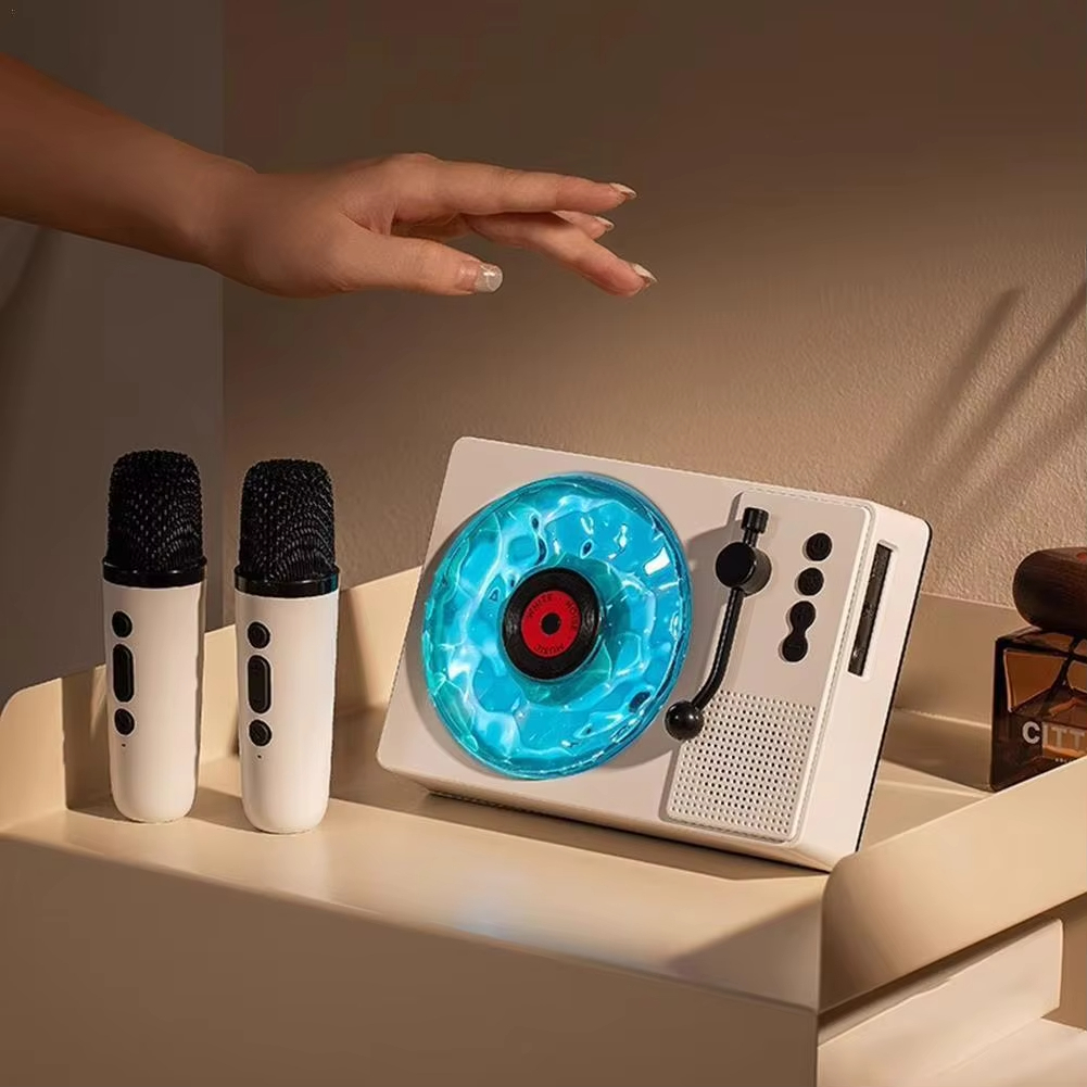SIGOR Vintage Vinyl Record Player Style Bluetooth Speaker with Microphone