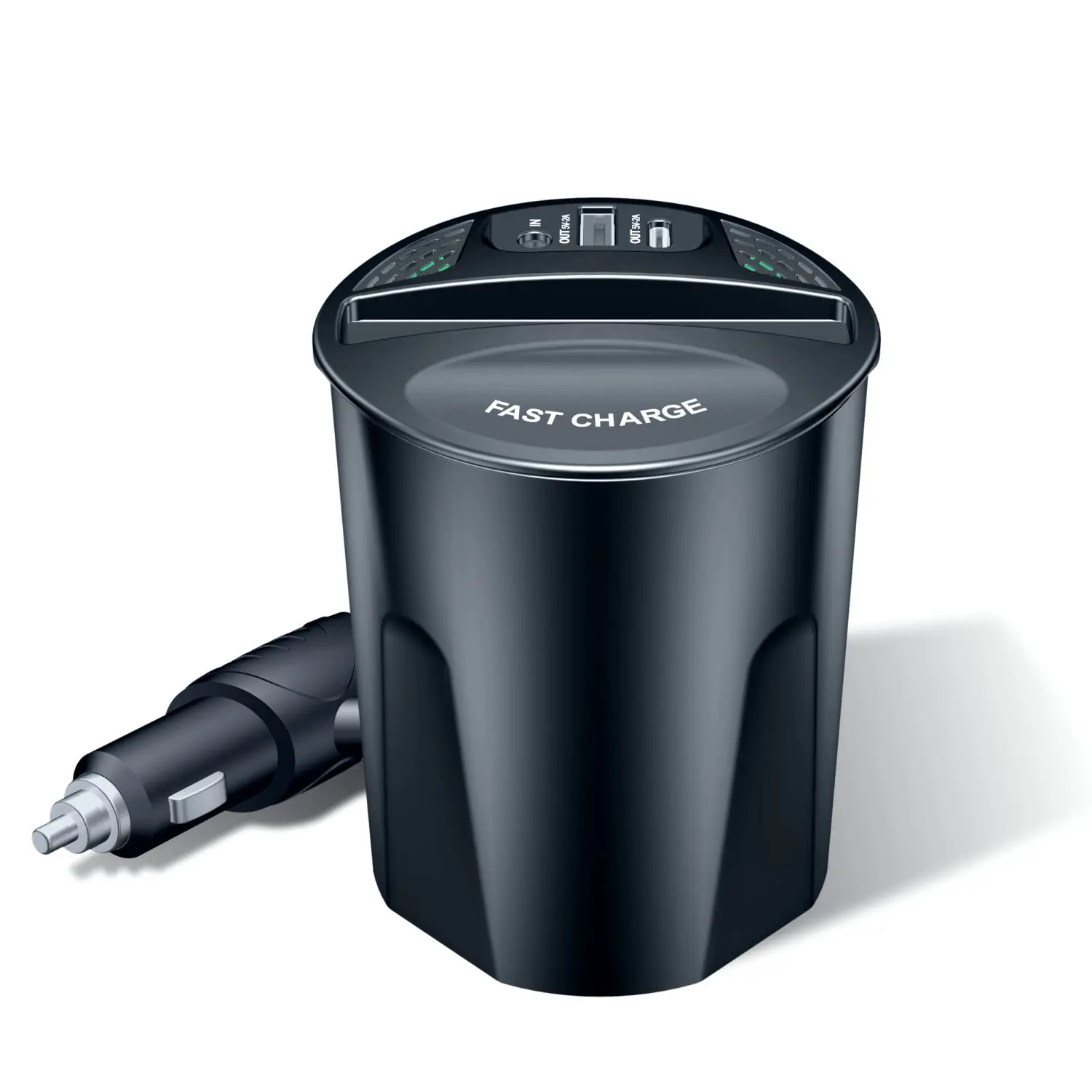 SIGOR 15W Car Wireless Charger Cup Holder with Two USB and Cooling Fan