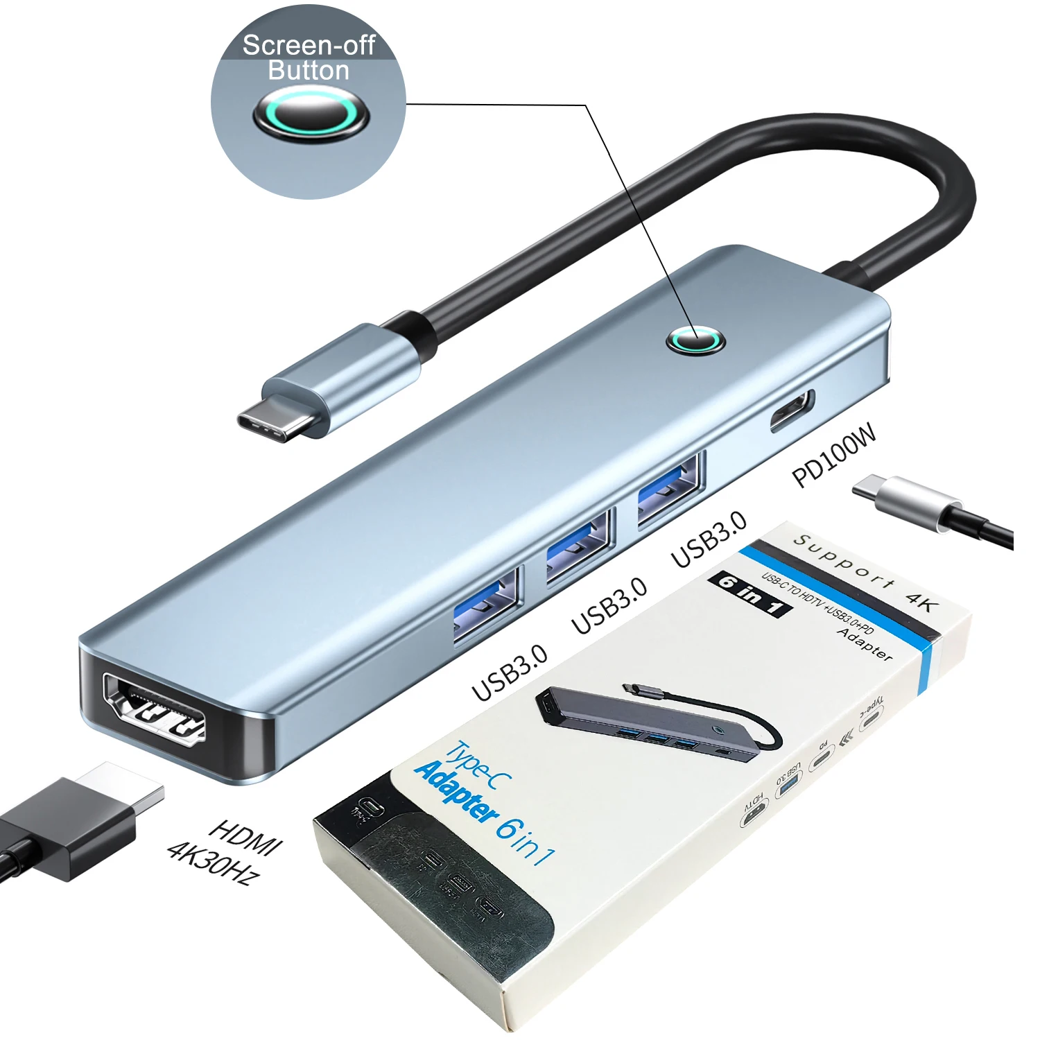 SIGOR TYPE C HDMI 4K 30Hz 5Gbps 100W PD Fast Charging Docking Station USB C HUB