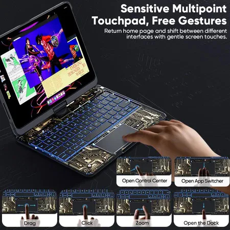 SIGOR 360° Rotating Wireless Bluetooth Multi-Touch IPAD Protective Case with Keyboard