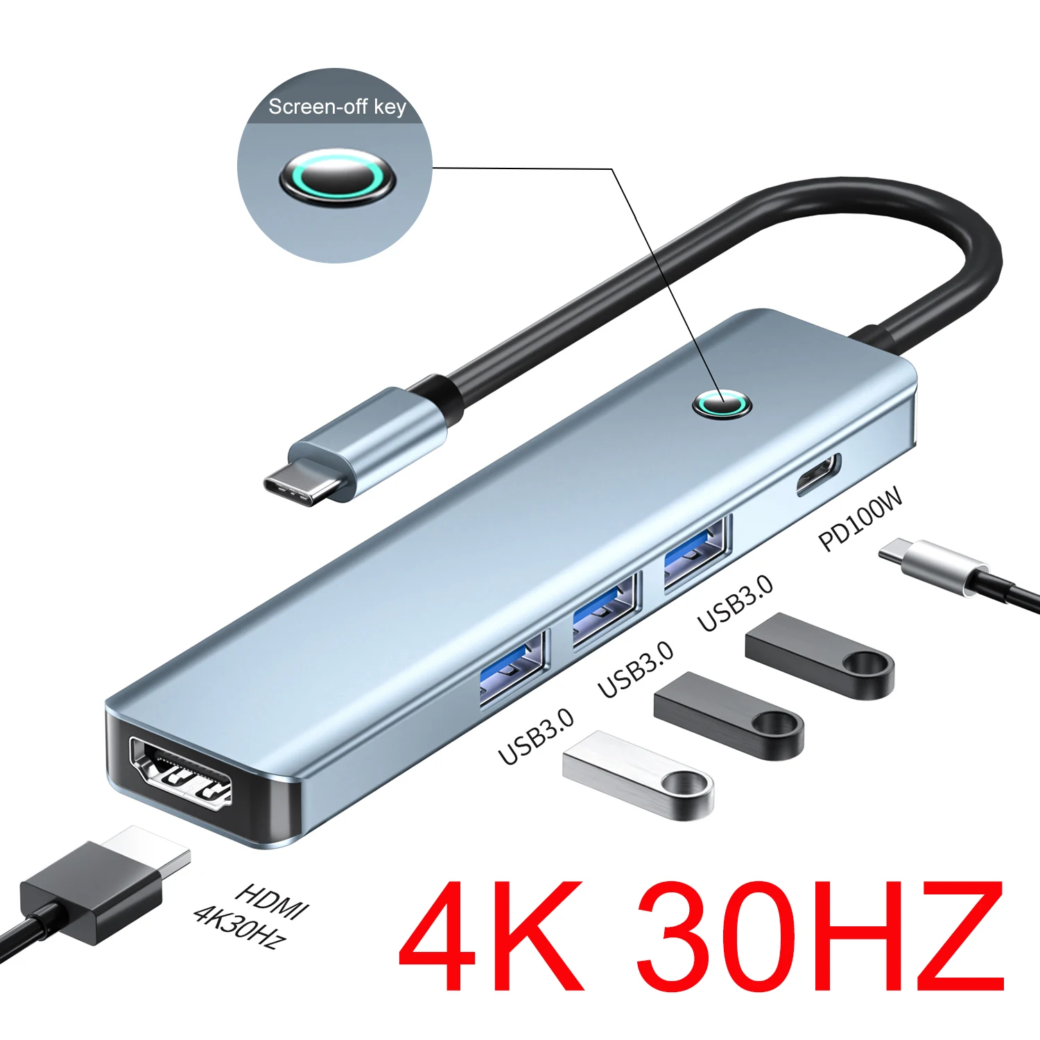 SIGOR TYPE C HDMI 4K 30Hz 5Gbps 100W PD Fast Charging Docking Station USB C HUB