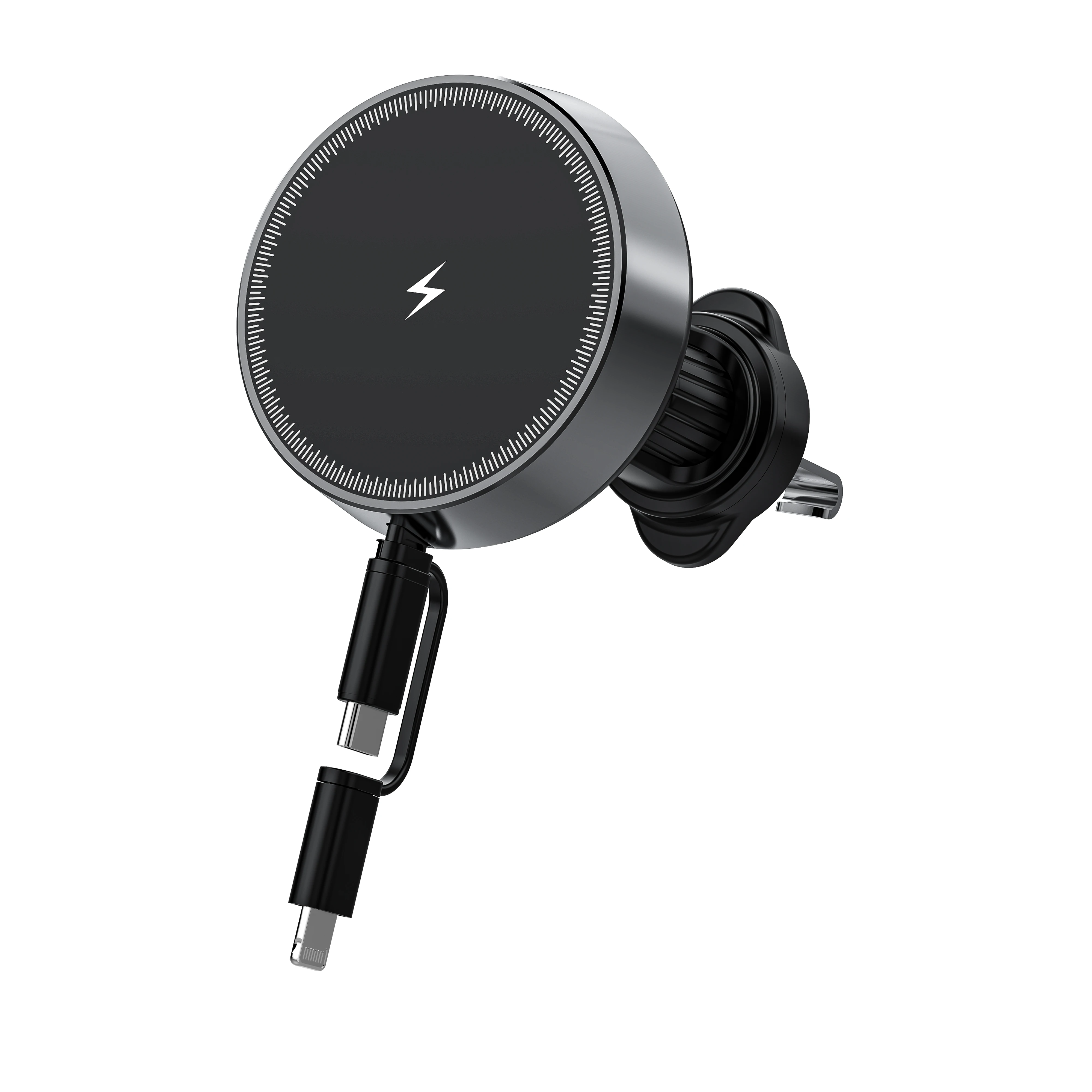 SIGOR Built-in Cable Universal 360 Degree Rotation Fast Magnetic Wireless Charger Car Phone Holder