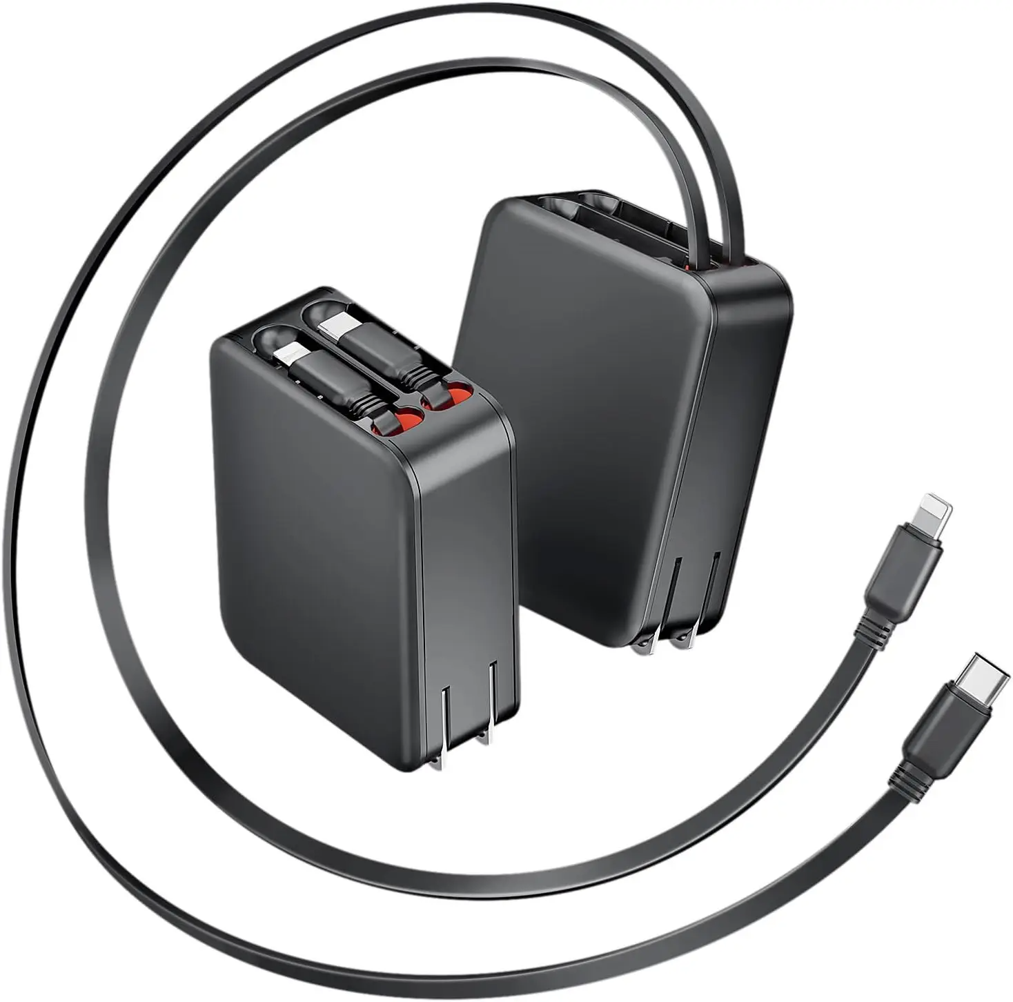 SIGOR 35W GaN Charger with Dual Retractable Flex Cable, PD 3.0 Fast USB Wall Charger