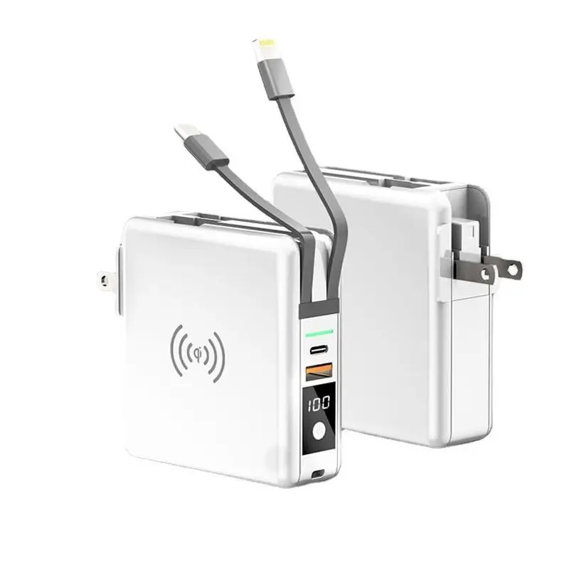 SIGOR Portable Travel Wall Wireless Charger with Type-C Port Removable Charging 10000mAh Power Bank