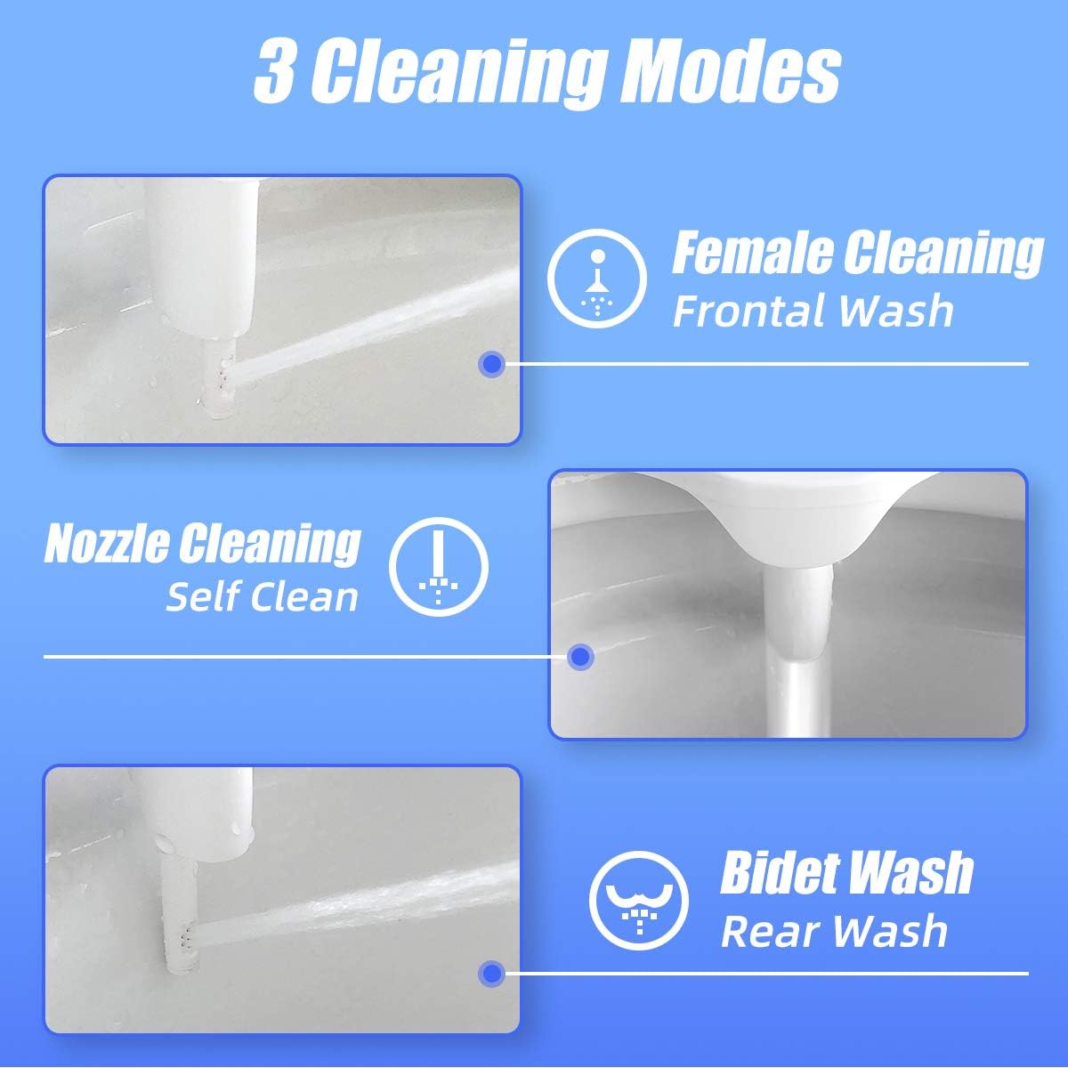 Non-Electric Bidet Toilet Attachment for Sanitary Hot and Cold Water Feminine Wash With Self-cleaning Dual Nozzle