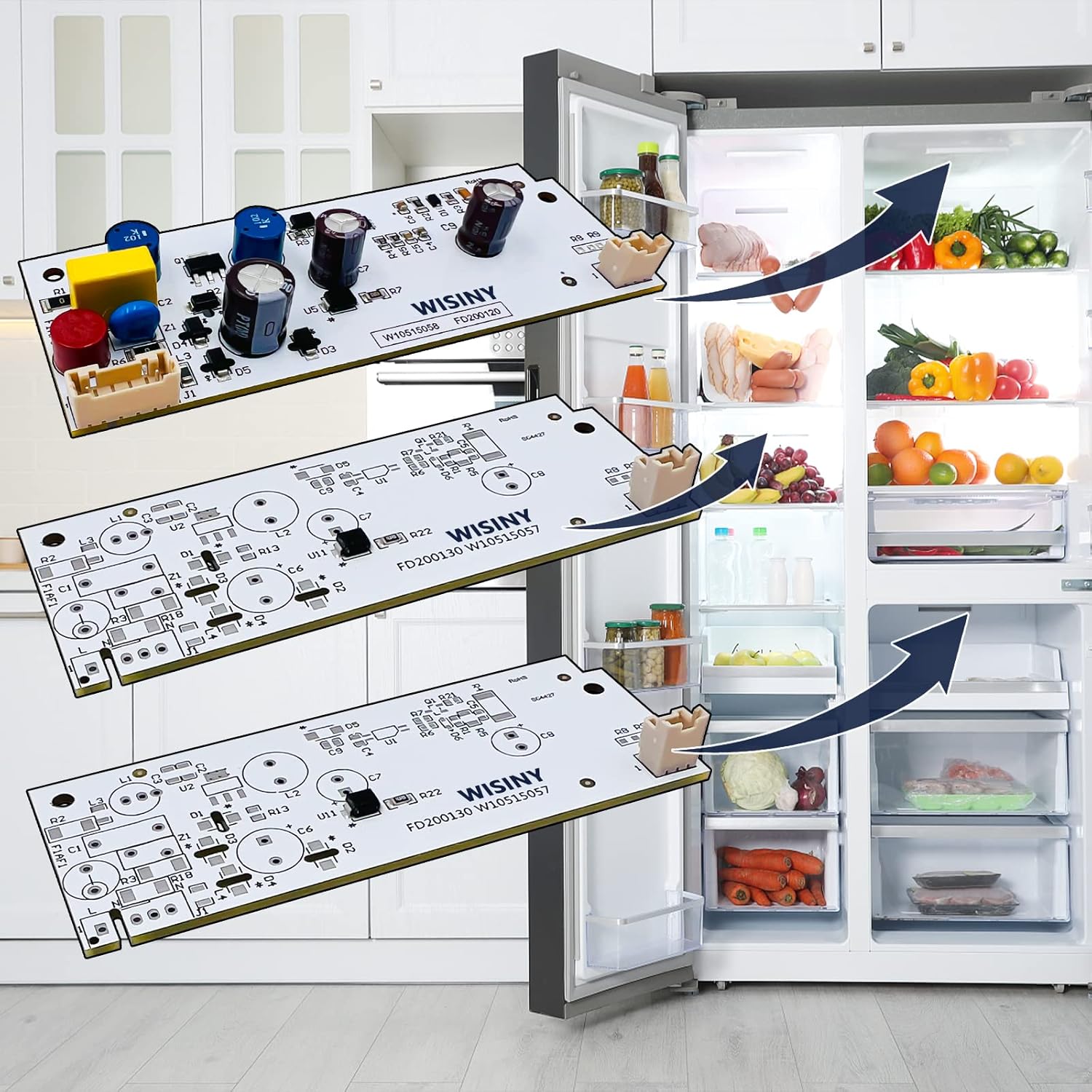 WISINY W10515058 refrigerator LED light and W10515057 LED Light 2 Pcs Compatible for Kenmore Maytag Whirlpool Refrigerator LED Light, No-include Plastic Cover