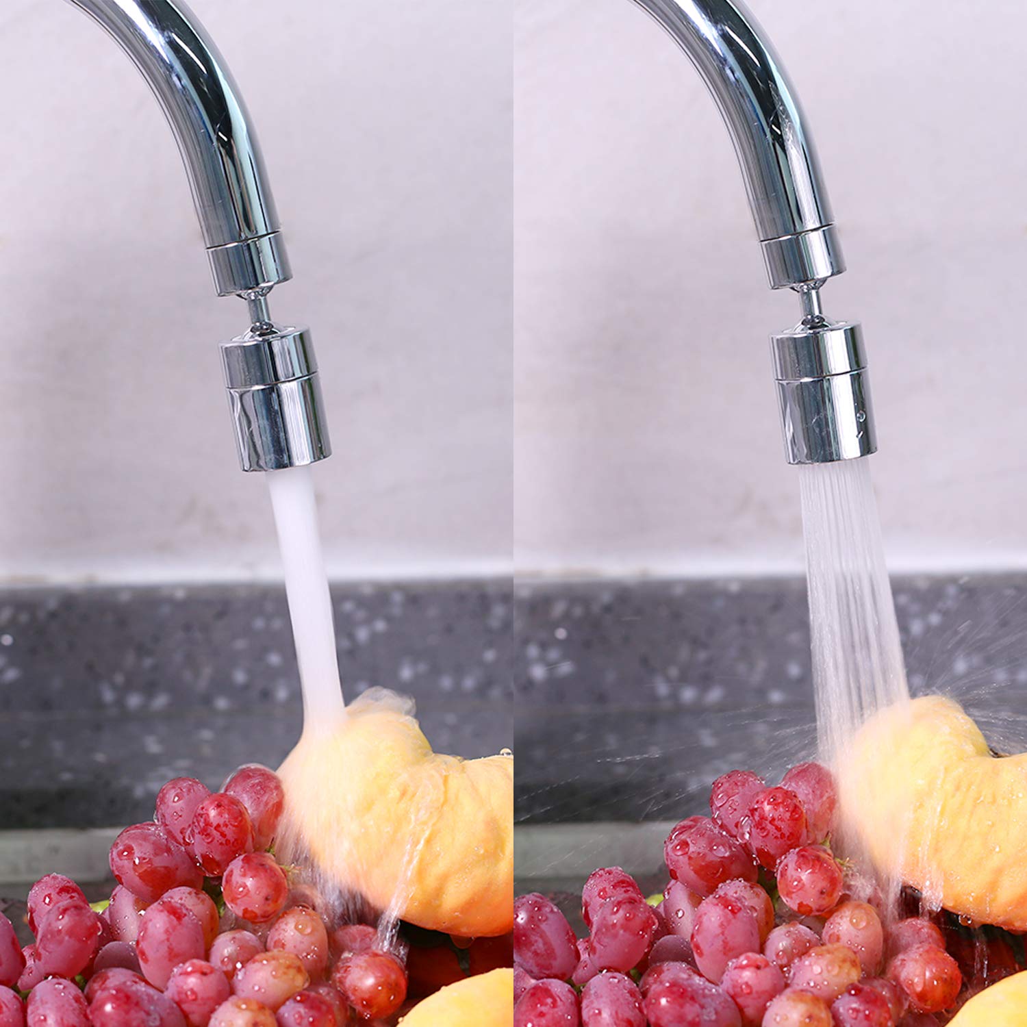 360 Degree Swivel Sink Faucet Aerator, Big Angle High Pressure Large Flow Aerator Dual Function Kitchen Faucet Aerator,55/64 Inch Female Thread Polished Chrome