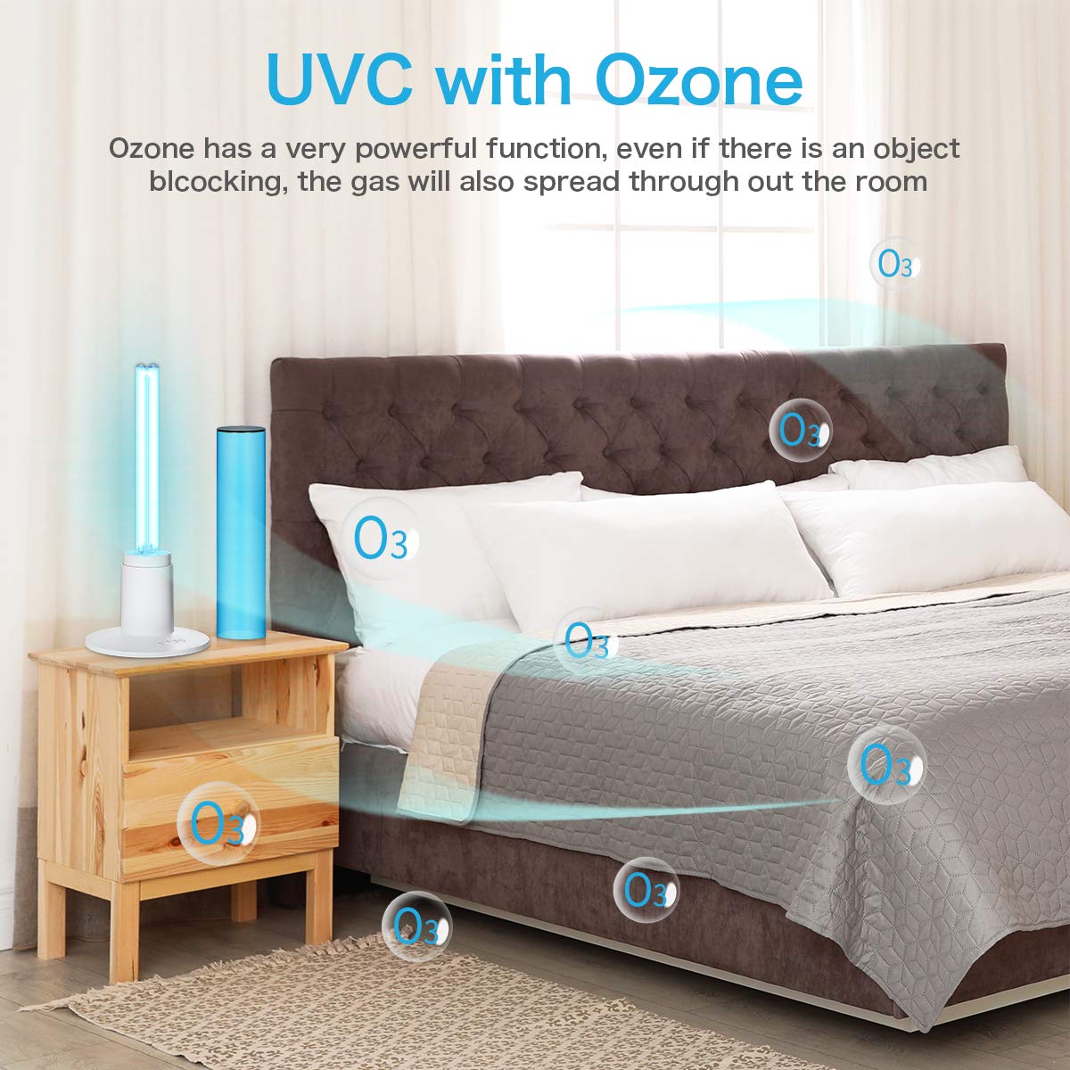 Remote Control UV Germicidal Lamp 36W with Timer Disinfection Quartz Lamp with Ozone Sterilization for Car Living Room Bedroom Household Kitchen Hotel Pet Area