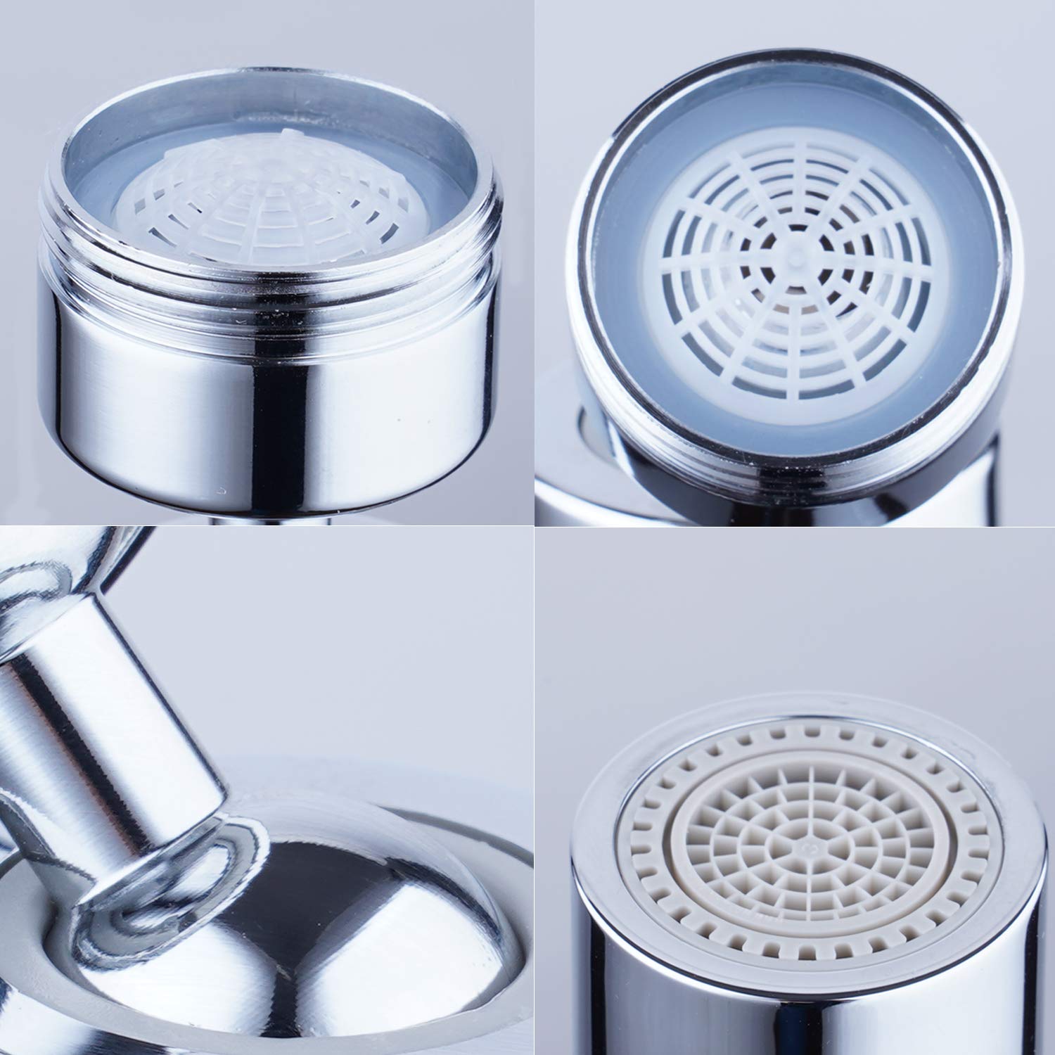 360 Degree Swivel Sink Faucet Aerator, Big Angle High Pressure Large Flow Aerator Dual Function Kitchen Faucet Aerator,55/64 Inch Female Thread Polished Chrome