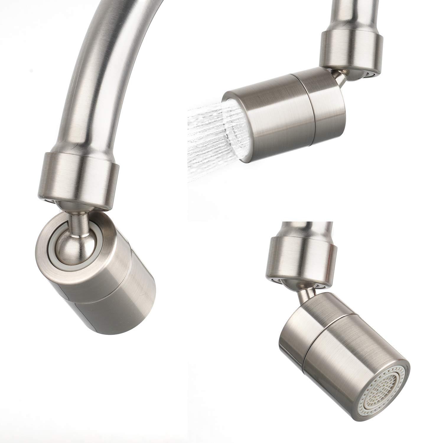 360 Degree Swivel Sink Faucet Aerator, Big Angle High Pressure Large Flow Aerator Dual Function Kitchen Faucet Aerator,55/64 Inch Female Thread Polished Chrome