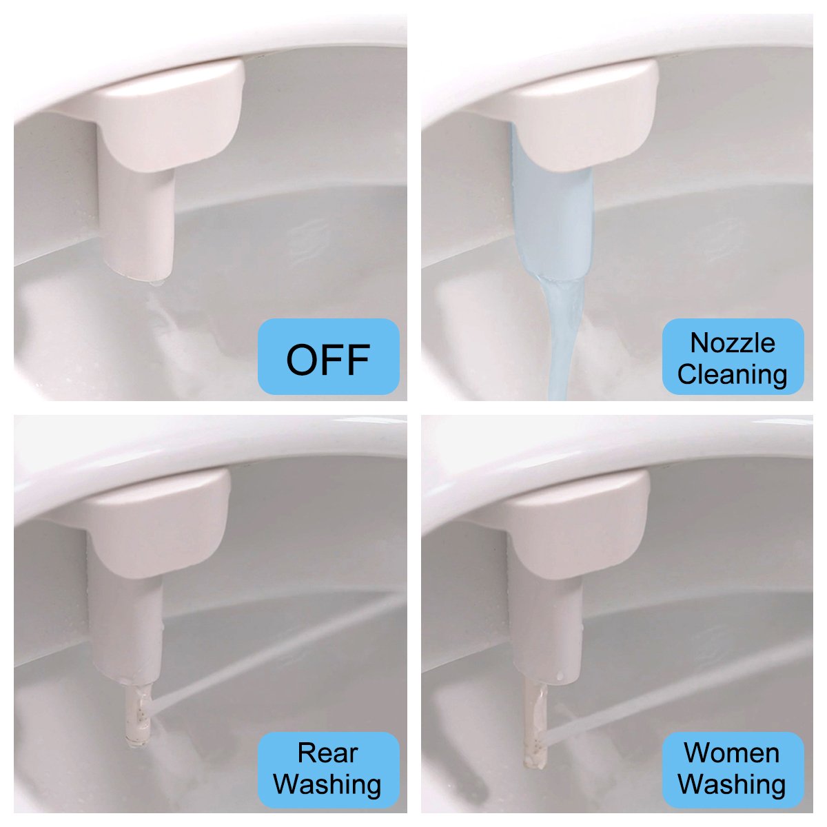 Non-Electric Bidet Toilet Attachment for Sanitary Hot and Cold Water Feminine Wash With Self-cleaning Dual Nozzle